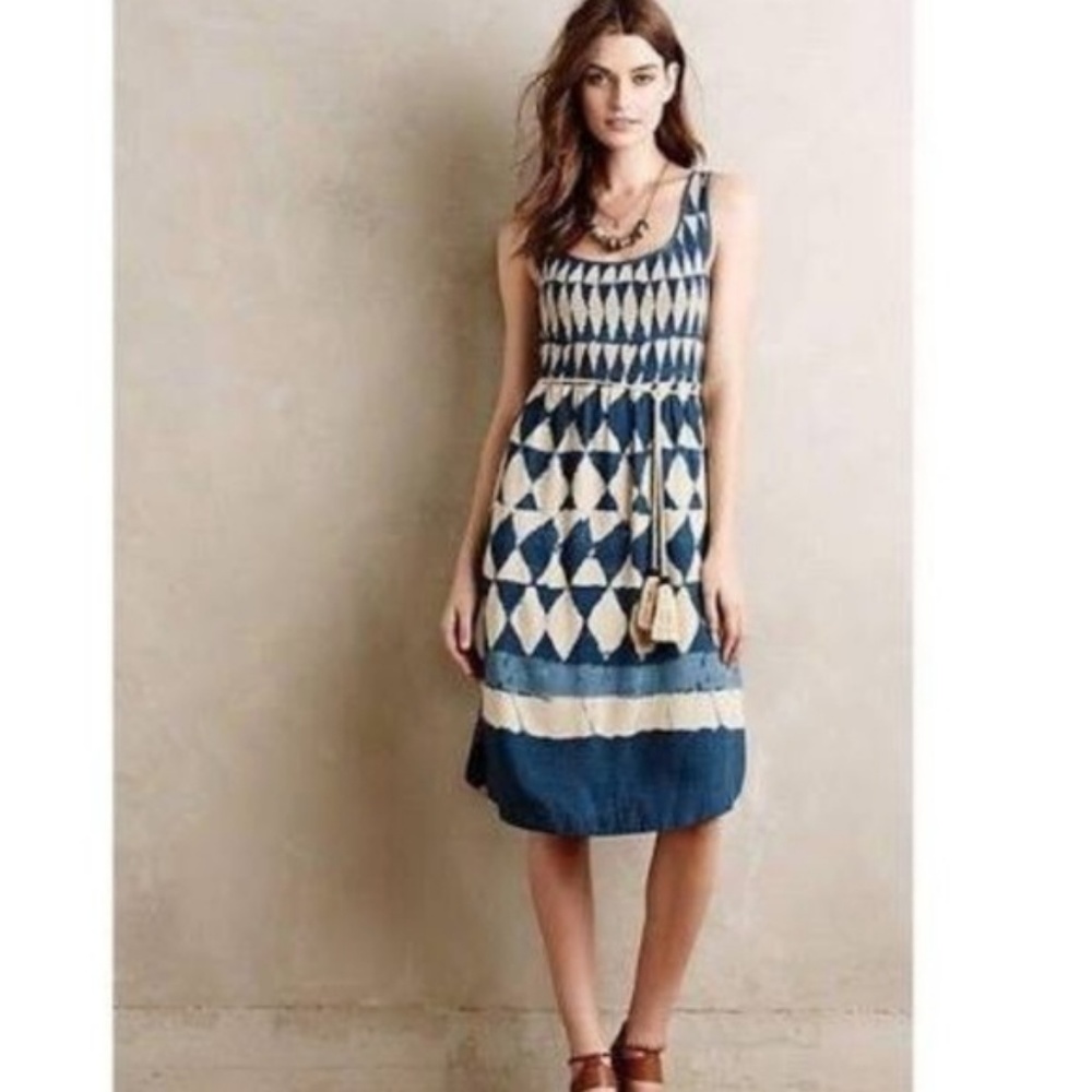 Anthropologie Geometric Sleeveless Petites Dress